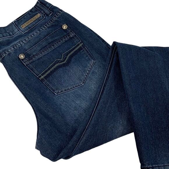 Blue Rag Jeans Mens 36 x 31 Straight Leg Dark Wash Denim Metal Studs Casual - Picture 8 of 9